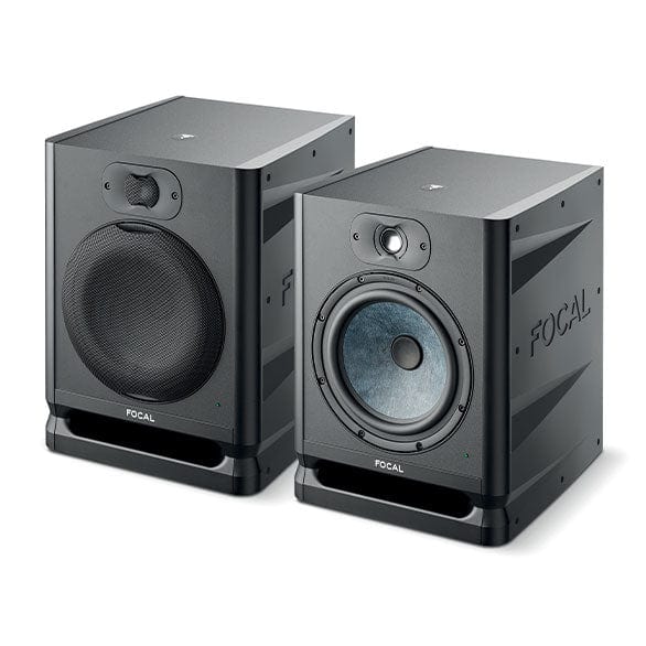 Focal Pro Studio monitors Focal EVO80 Active Studio Monitors (pair).  Images shows pair, one with the other without mesh