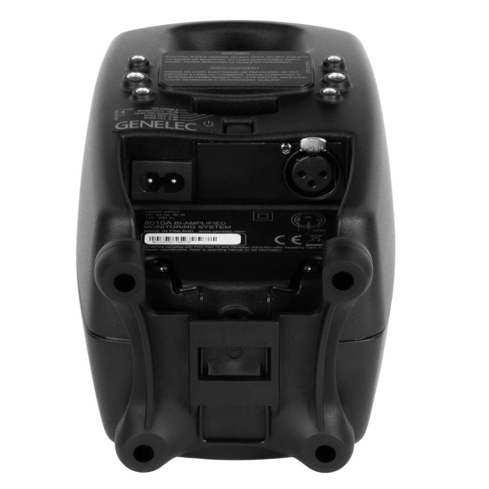 Genelec 8010A 3 inch Two-Way  Active Studio Monitors.  Individual monitor shown in Special Order Black, underneath