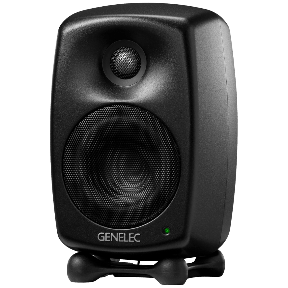 Genelec 8020D Two-Way  Active Studio Monitors.  Individual monitor shown in Special Order Black, angled left