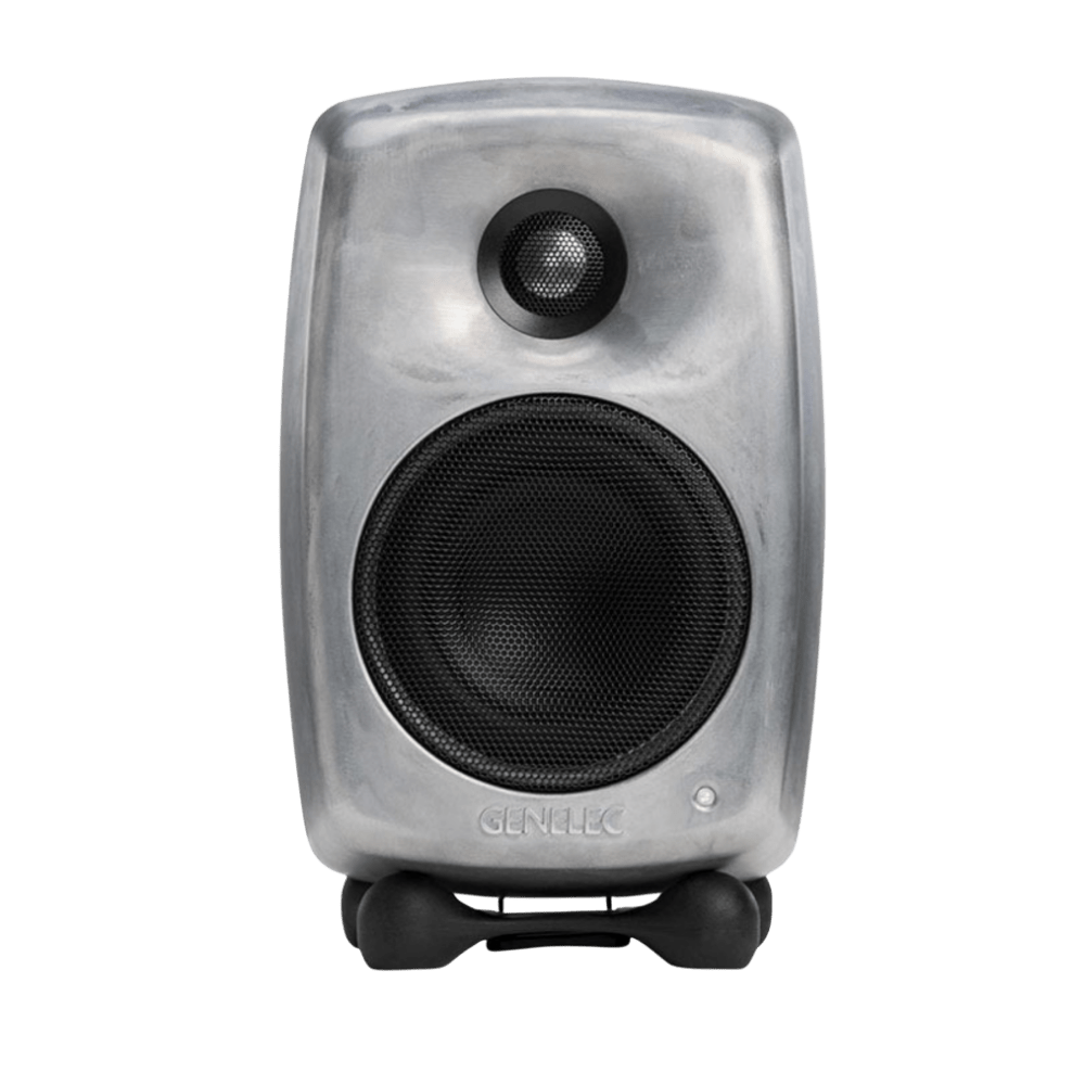 Genelec 8020D Two-Way  Active Studio Monitors.  Individual monitor shown in Raw, front on