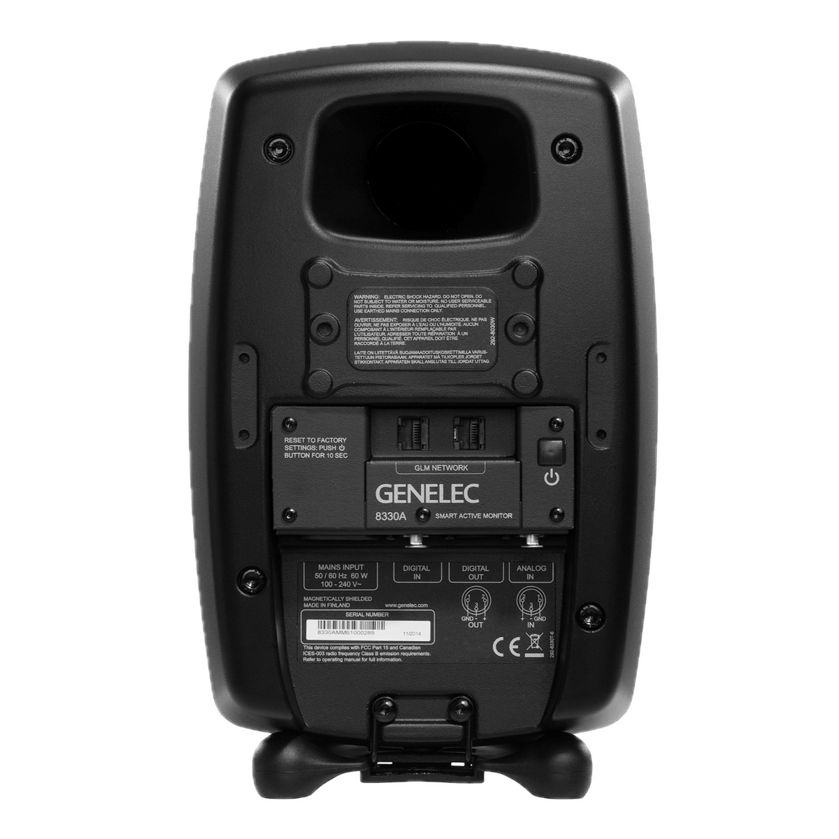 Genelec 8330A SAM Active Studio Monitors, individual shown in Black, back