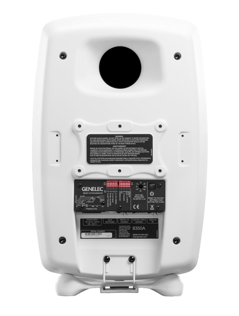Genelec 8350A SAM Active Studio Monitors in white, rear of unit