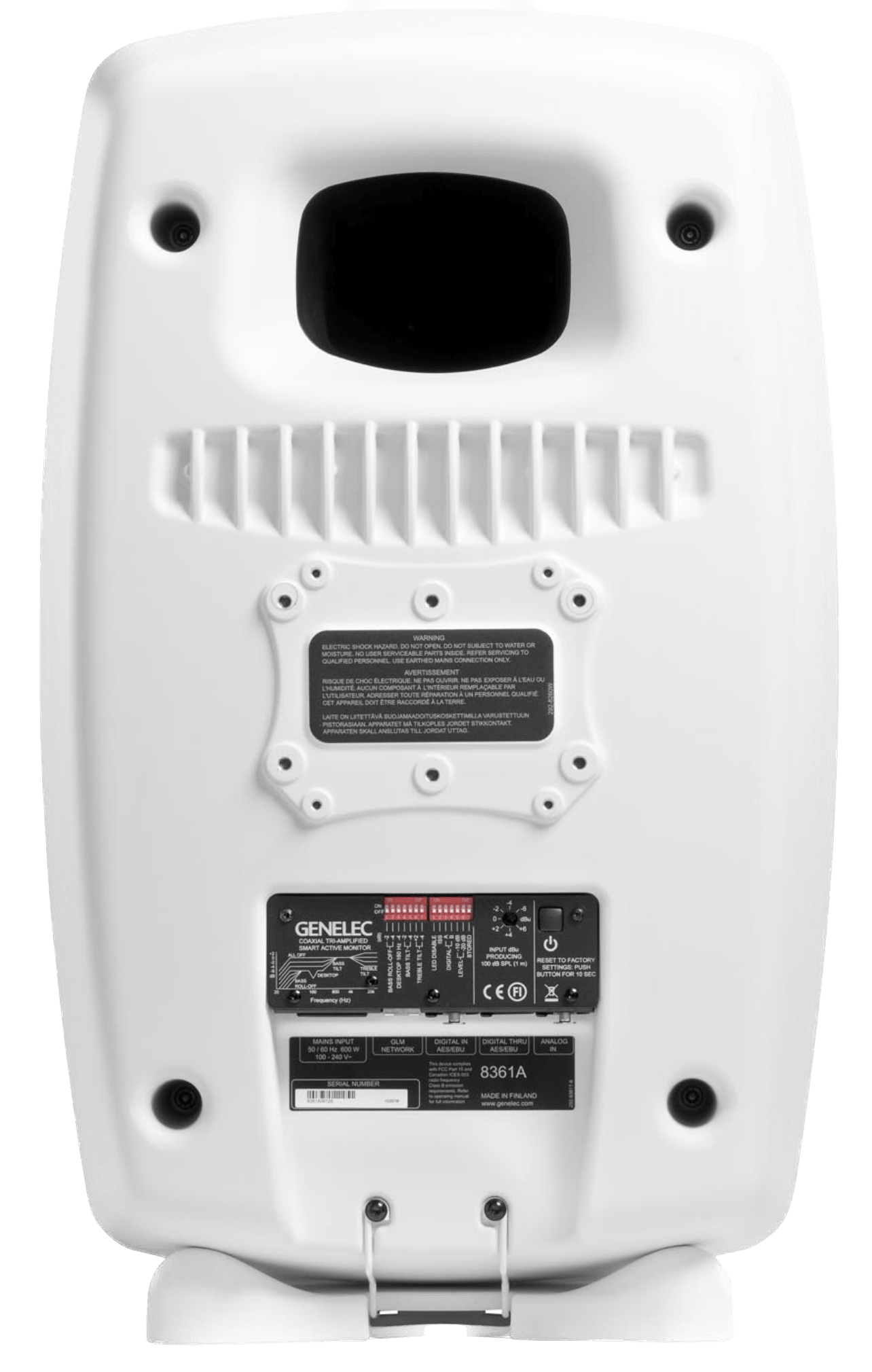 Genelec 8361A SAM Active Studio Monitors  in white.  back view