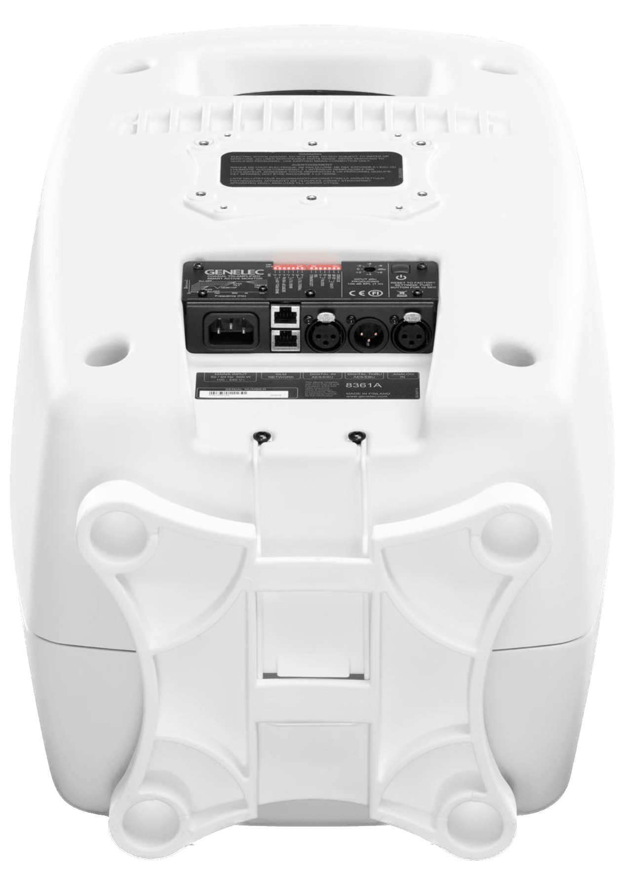 Genelec 8361A SAM Active Studio Monitors  in white.  back and bottom image