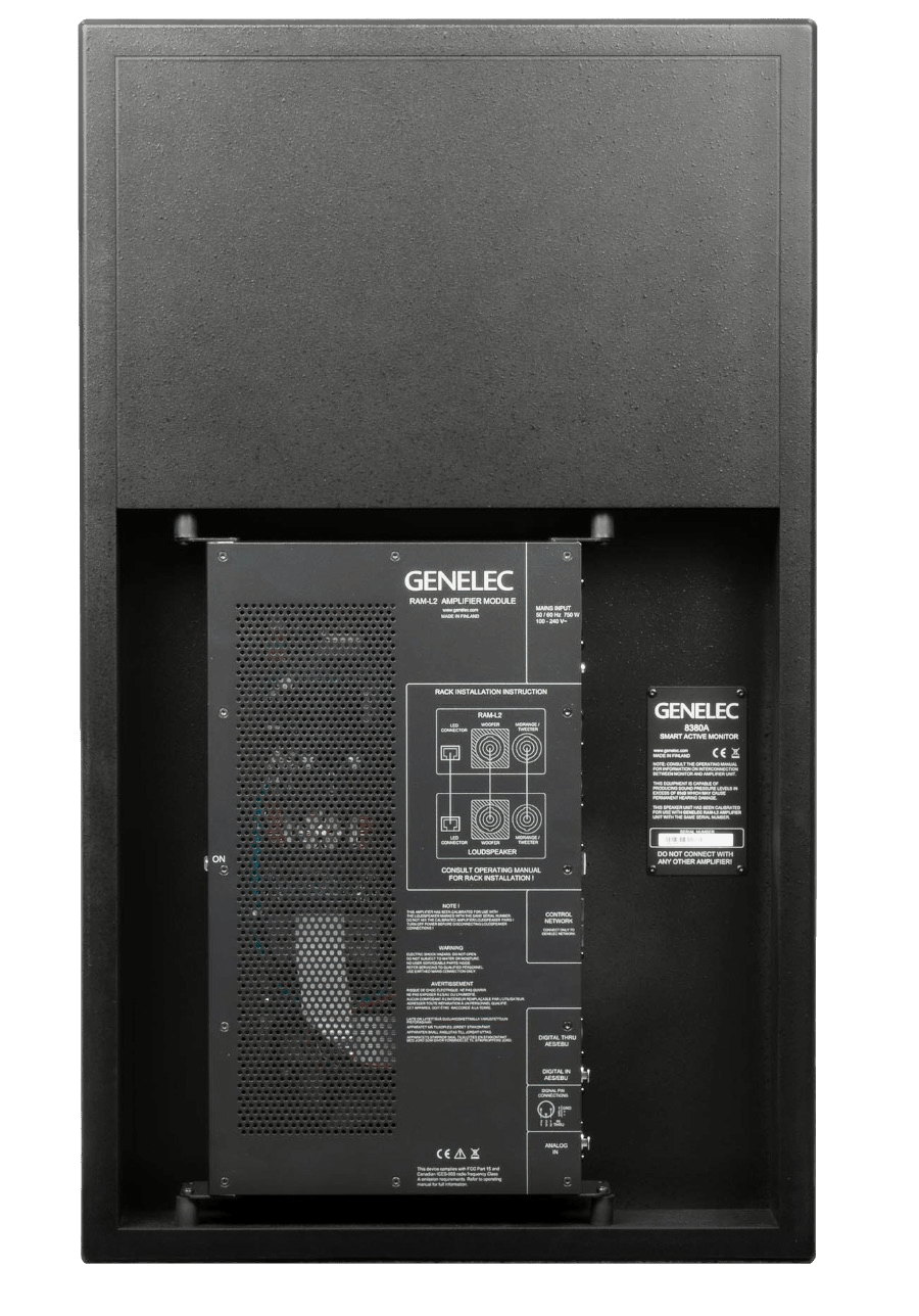 Genelec 8380A SAM™ Active Studio Monitor in Black, rear of unit