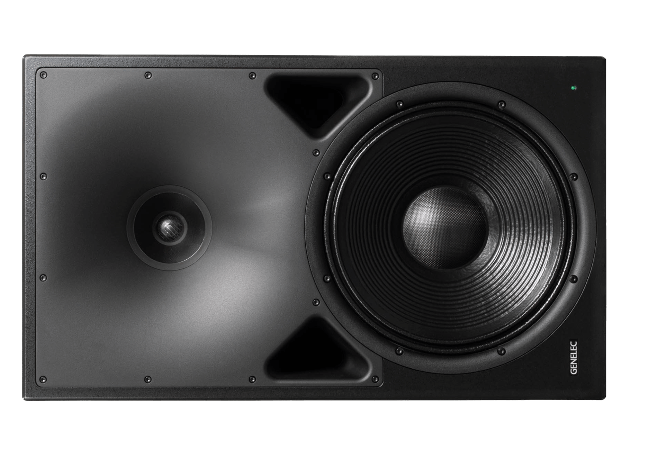 Genelec 8380A SAM™ Active Studio Monitor in black, on its side