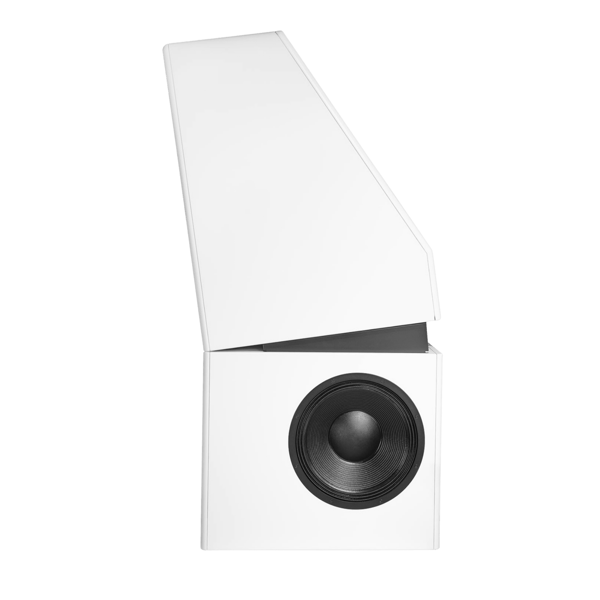 Genelec 8381A SAM™ Adaptive Source Point Monitor  in white, profile with heavy tilt