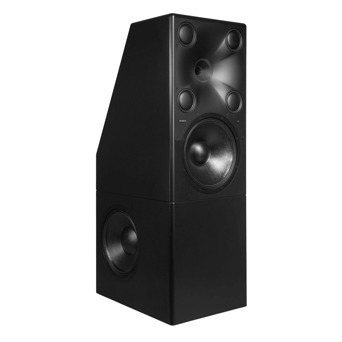 Genelec 8381A SAM™ Adaptive Source Point Monitor  in black, angled right with side view