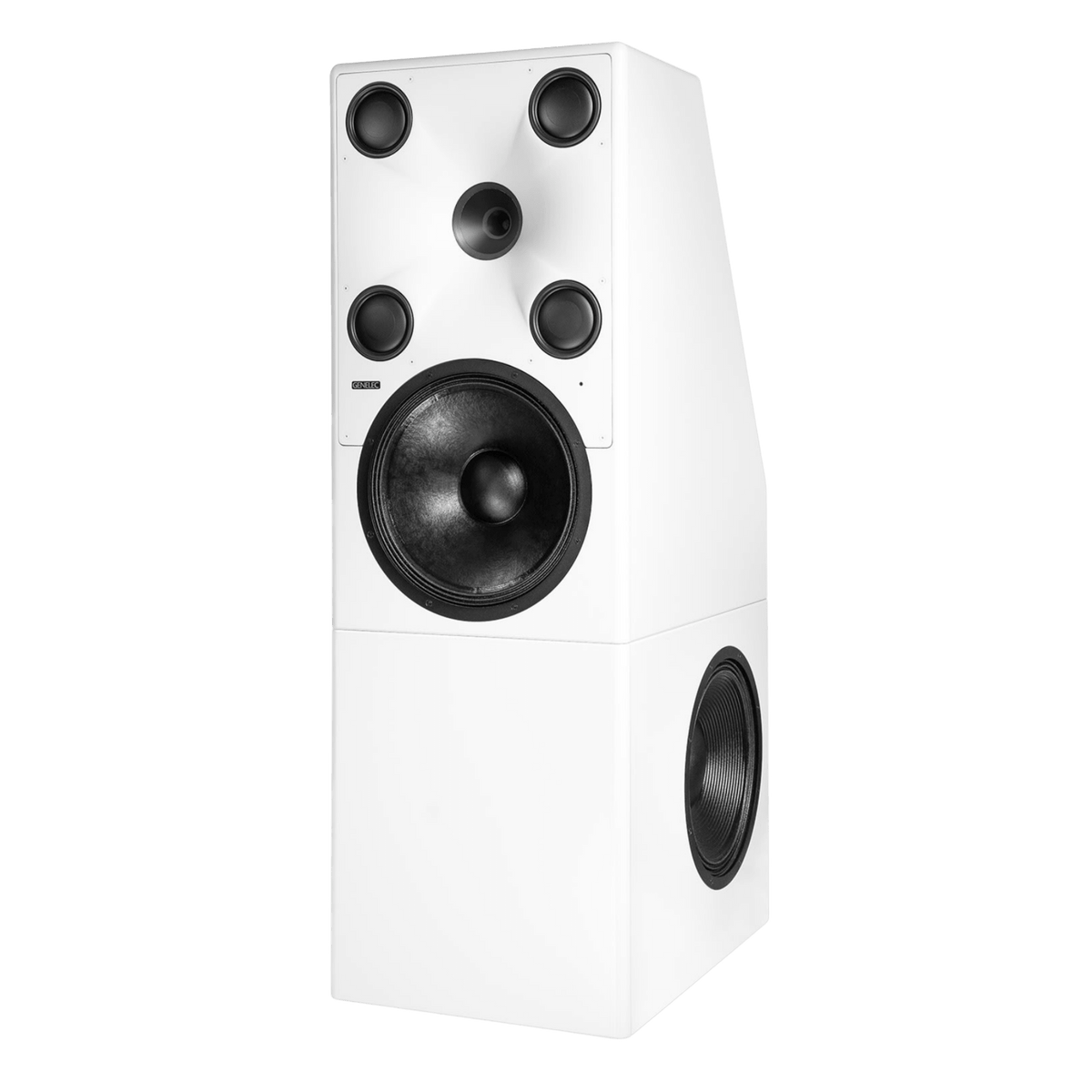Genelec 8381A SAM™ Adaptive Source Point Monitor  in white, angled left