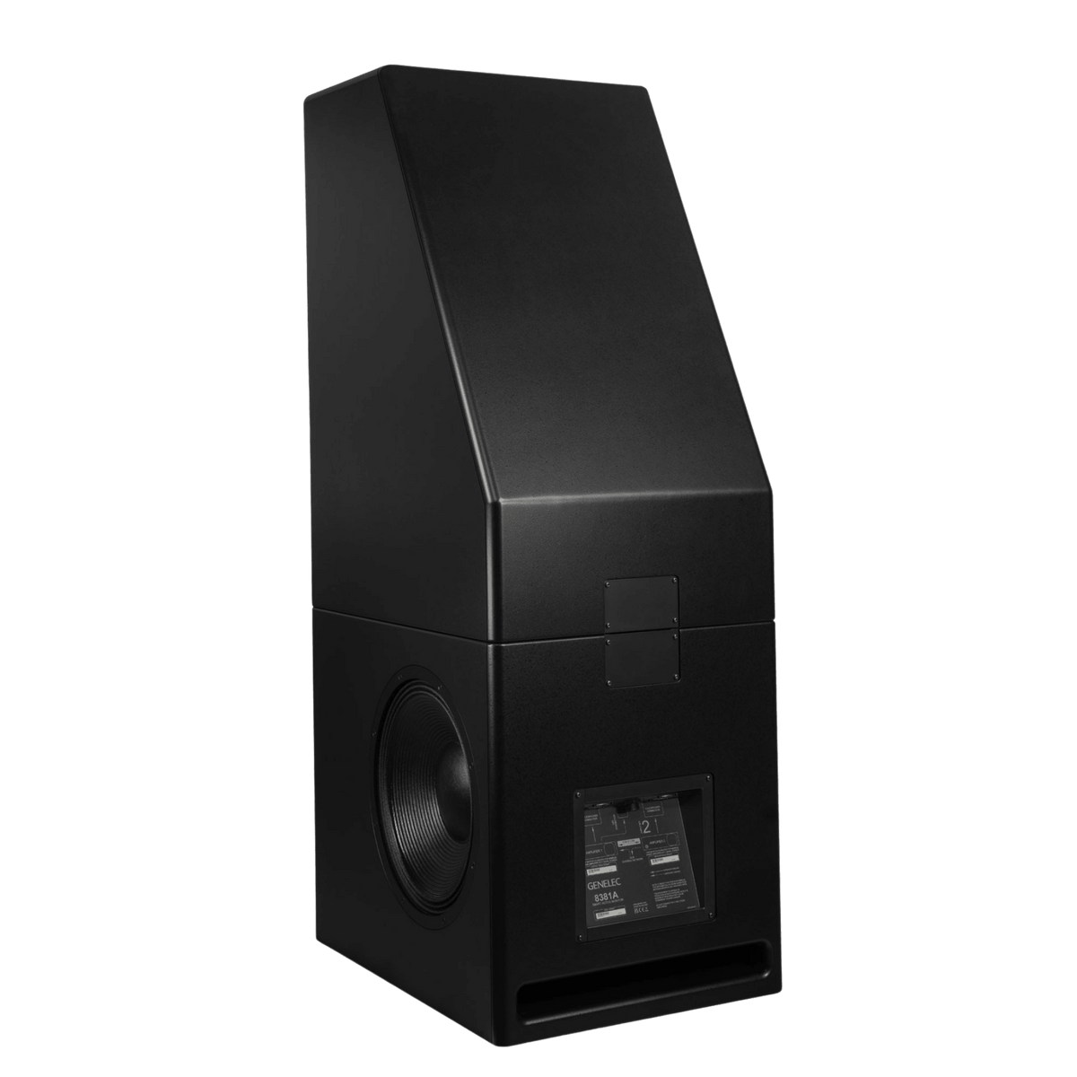 Genelec 8381A SAM™ Adaptive Source Point Monitor  in black, back and side