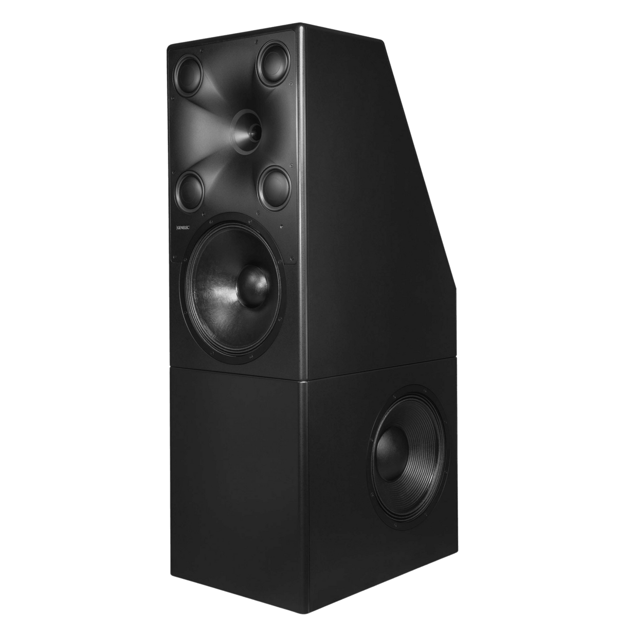 Genelec 8381A SAM™ Adaptive Source Point Monitor  in black, angled left with side showing