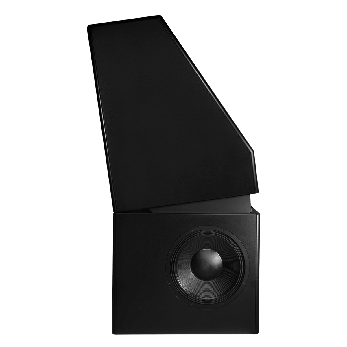 Genelec 8381A SAM™ Adaptive Source Point Monitor  in black, profile with heavy tilt