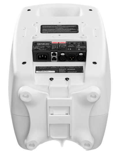 Genelec 8350A SAM Active Studio Monitors in white.  Bottom and back