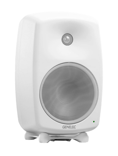 Genelec 8350A SAM Active Studio Monitors in white, angled