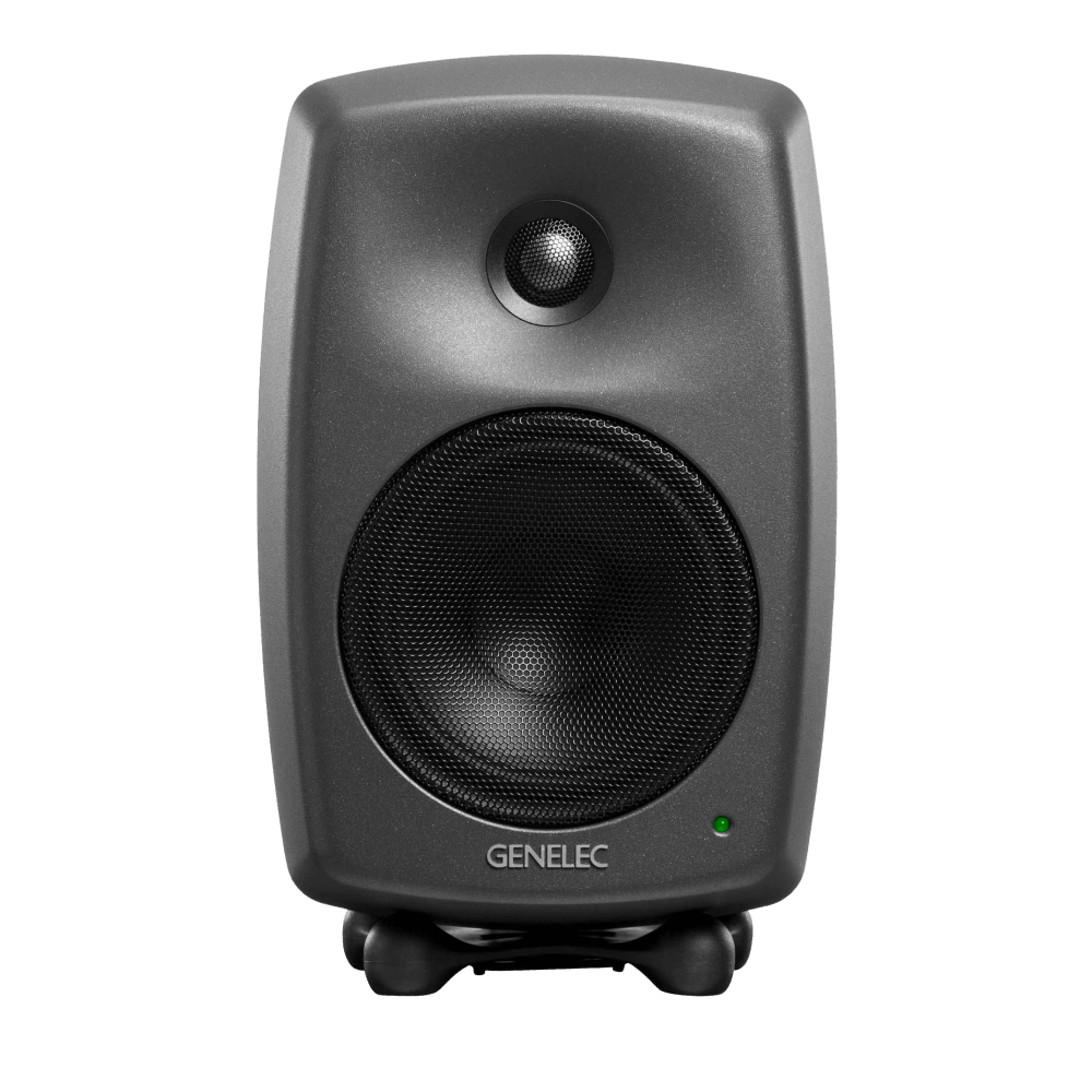 Genelec 8030C Two-Way  Active Studio Monitors.  Individual monitor shown in Dark Grey, front.
