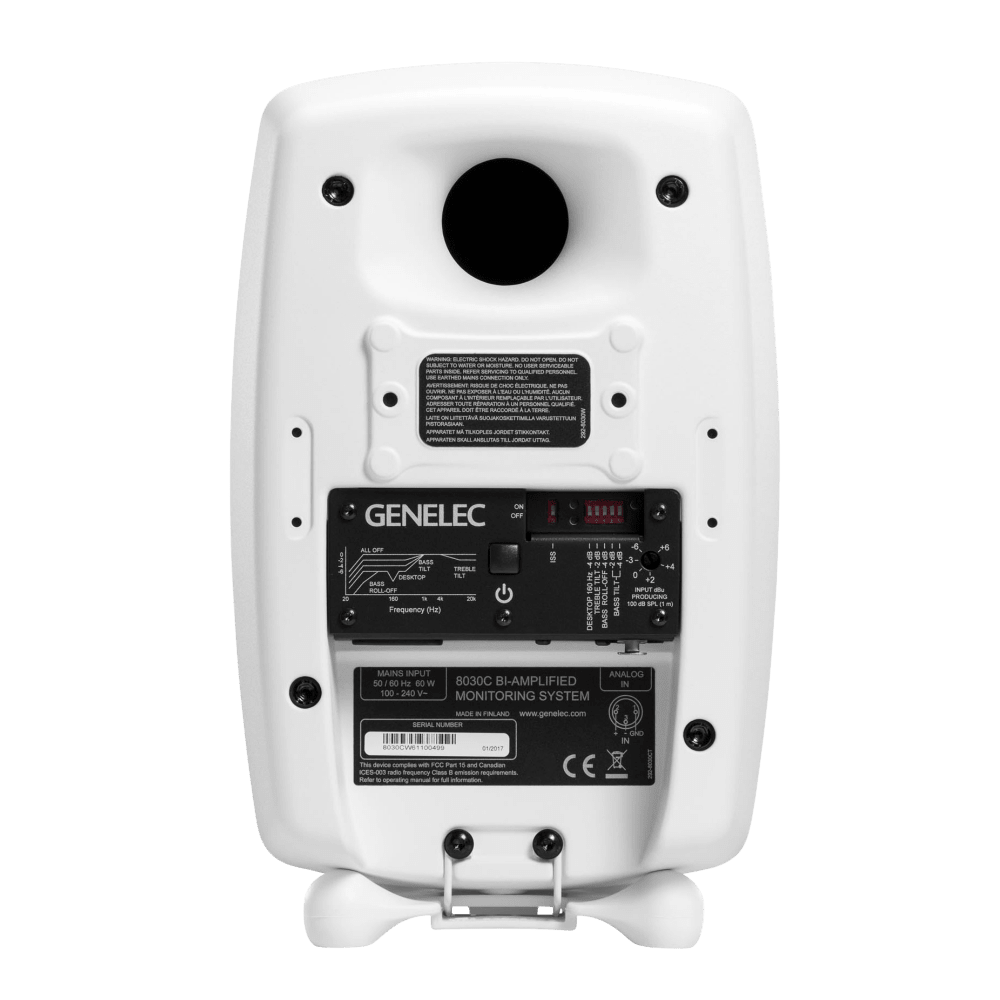 Genelec 8030C Two-Way  Active Studio Monitors.  Individual monitor shown in White, back.