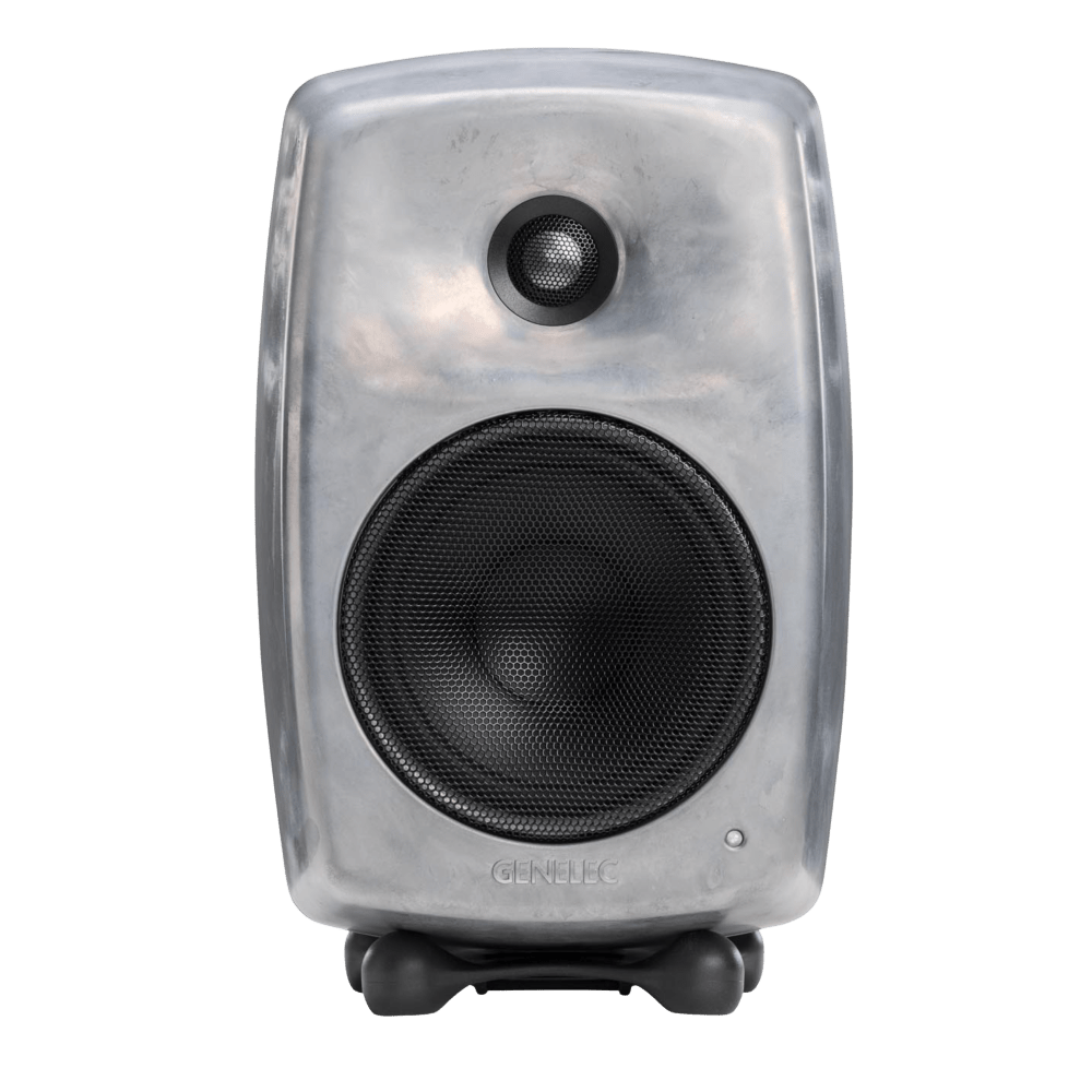 Genelec 8030C Two-Way  Active Studio Monitors.  Individual monitor shown in Raw, front.