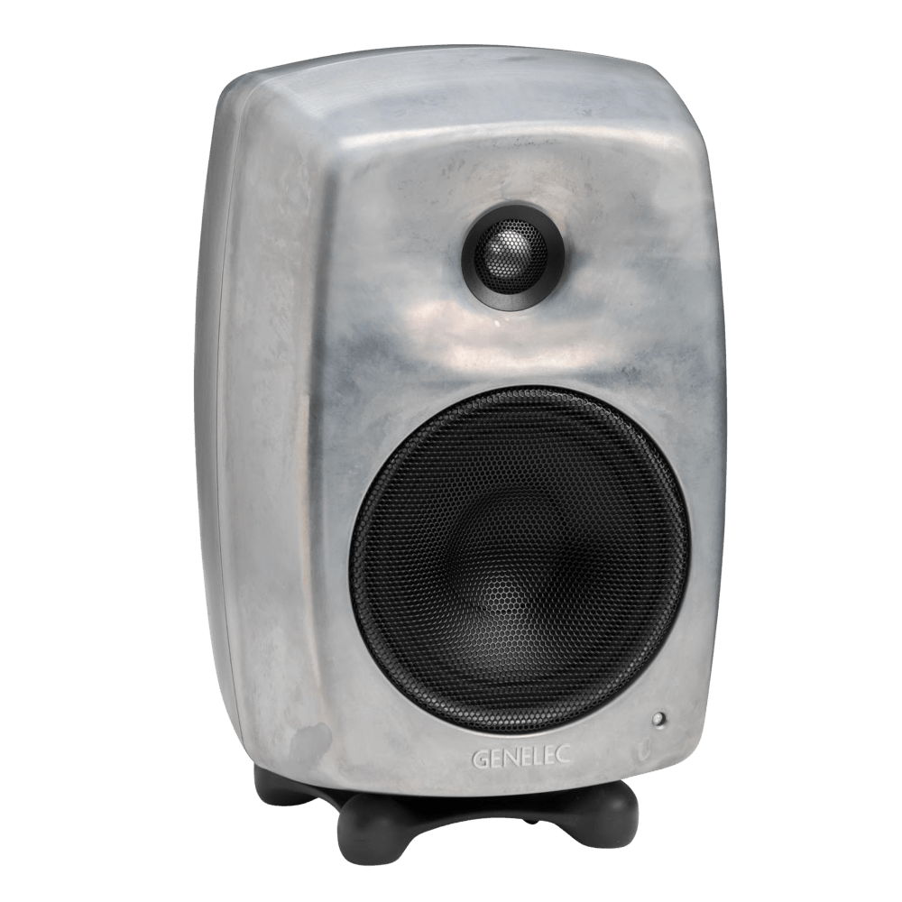 Genelec 8030C Two-Way  Active Studio Monitors.  Individual monitor shown in Raw, angled to the right.