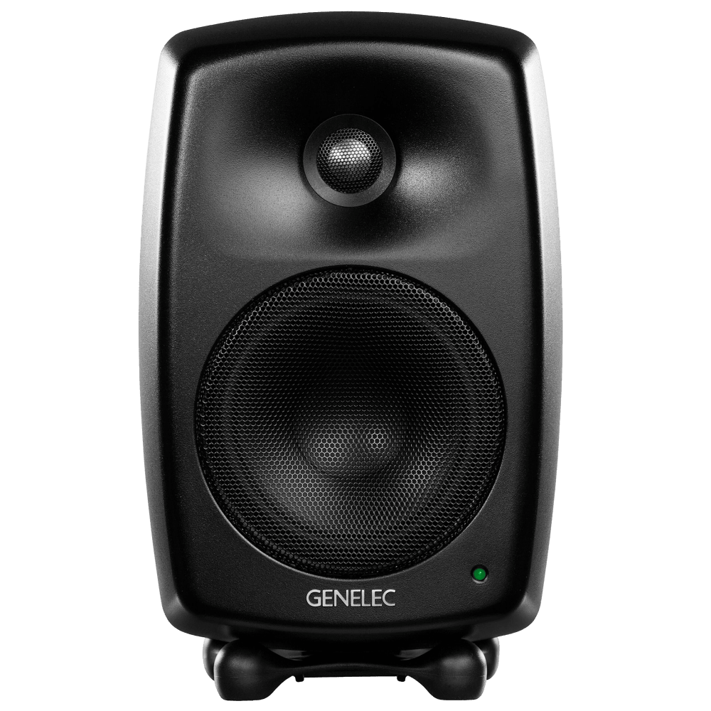 Genelec 8030C Two-Way  Active Studio Monitors.  Individual monitor shown in Black, front.
