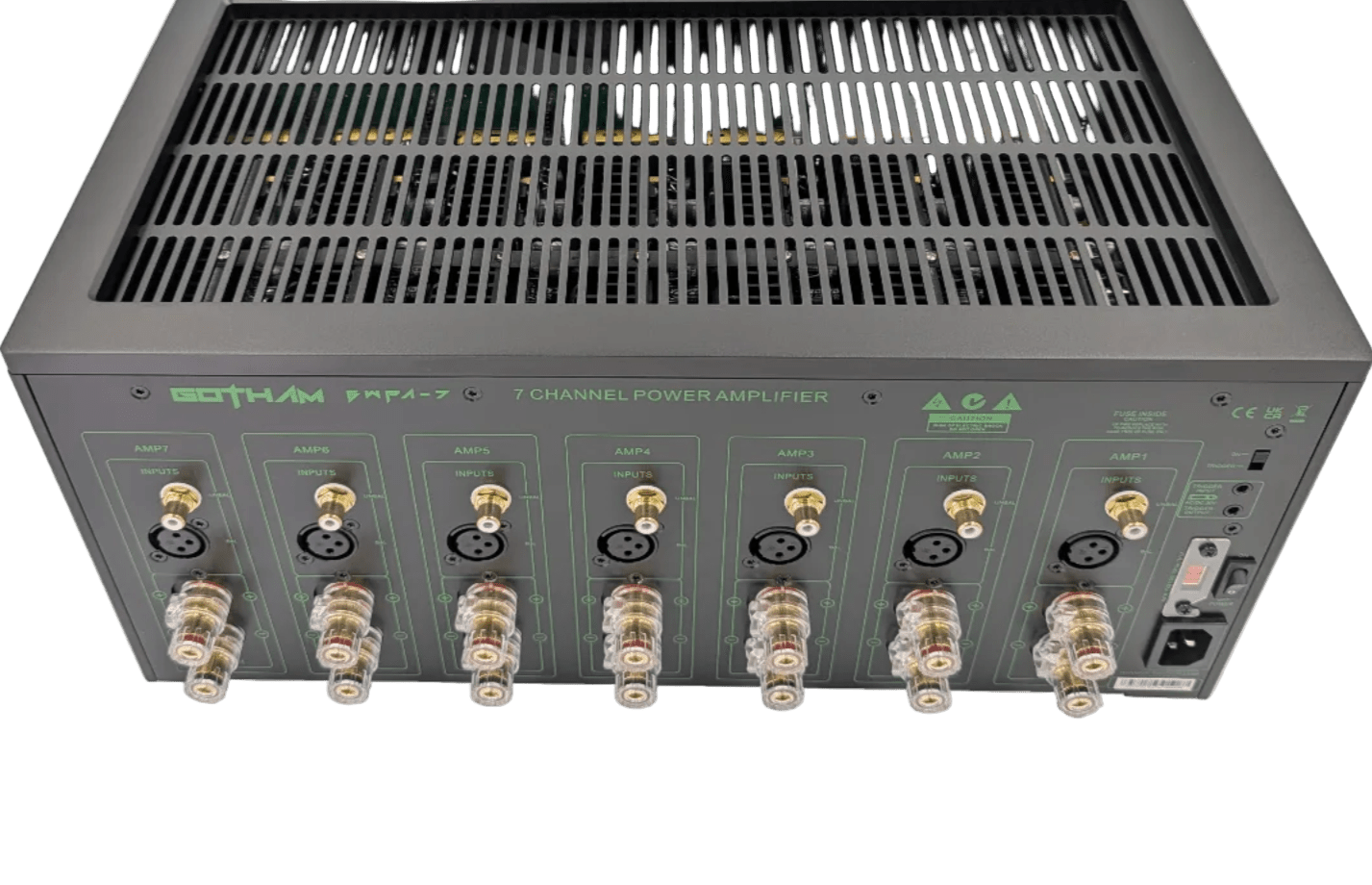 Gotham Audio BWPA-7 Power Amplifier, back and top of unit