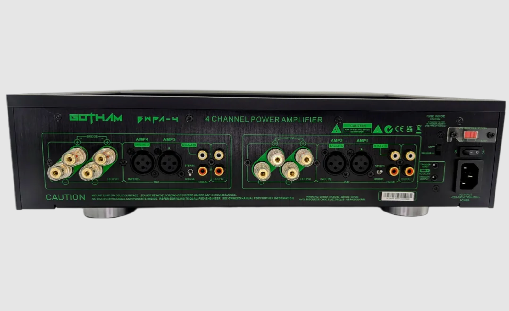 Gotham Audio BWPA-4 Channel Class A/B Power Amplifier, back of unit