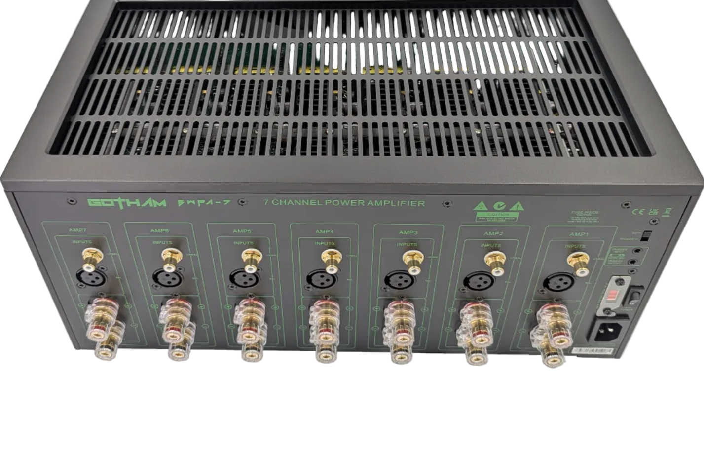 Gotham Audio BWPA-7 Power Amplifier, back and top of unit