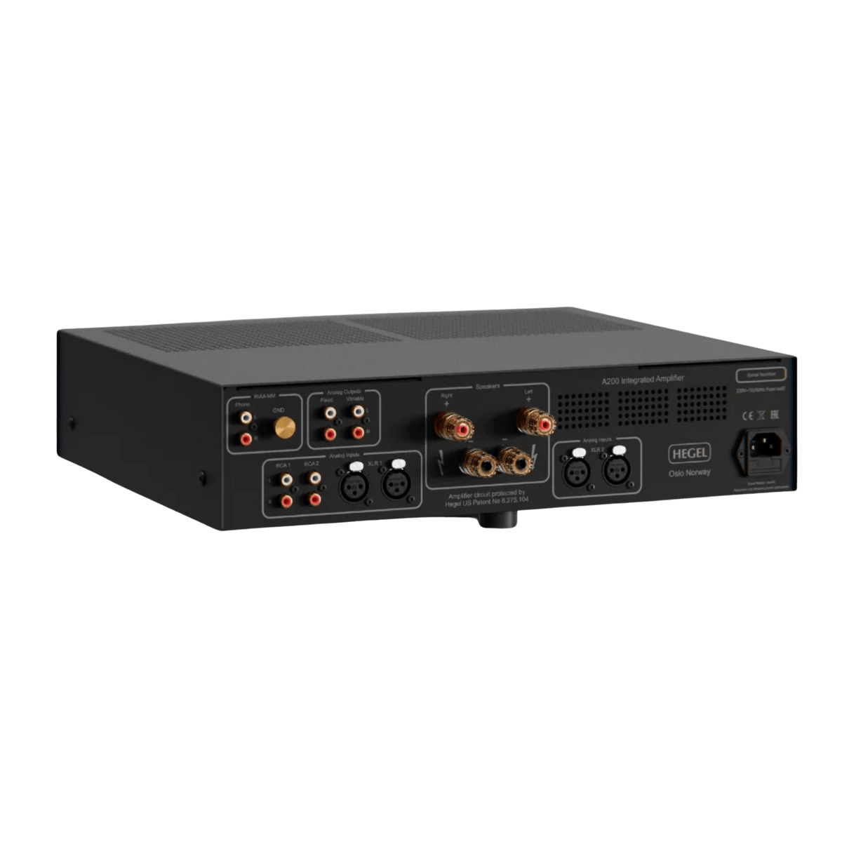 Hegel A200 Integrated Amplifier, angled rear