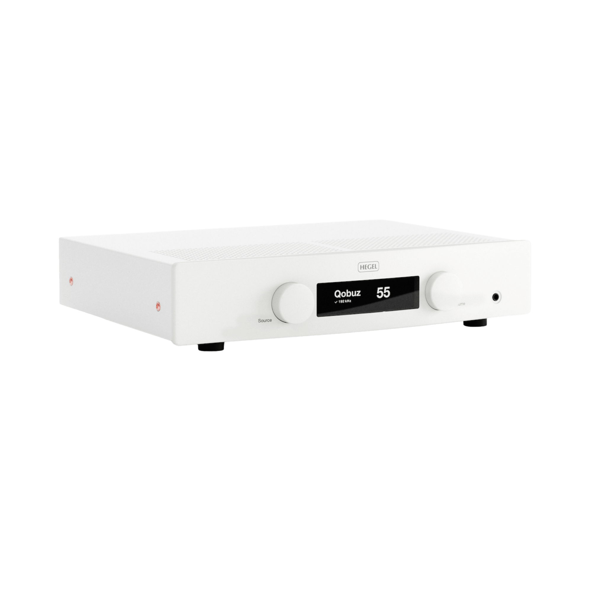 Hegel H150 Streaming Amplifier in White, angled