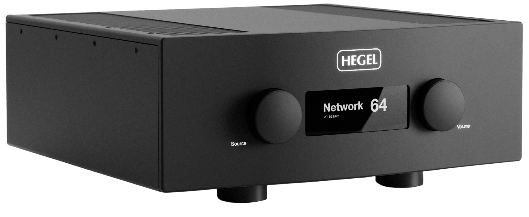 Hegel H600 Integrated Amplifier, front of unit on an angle