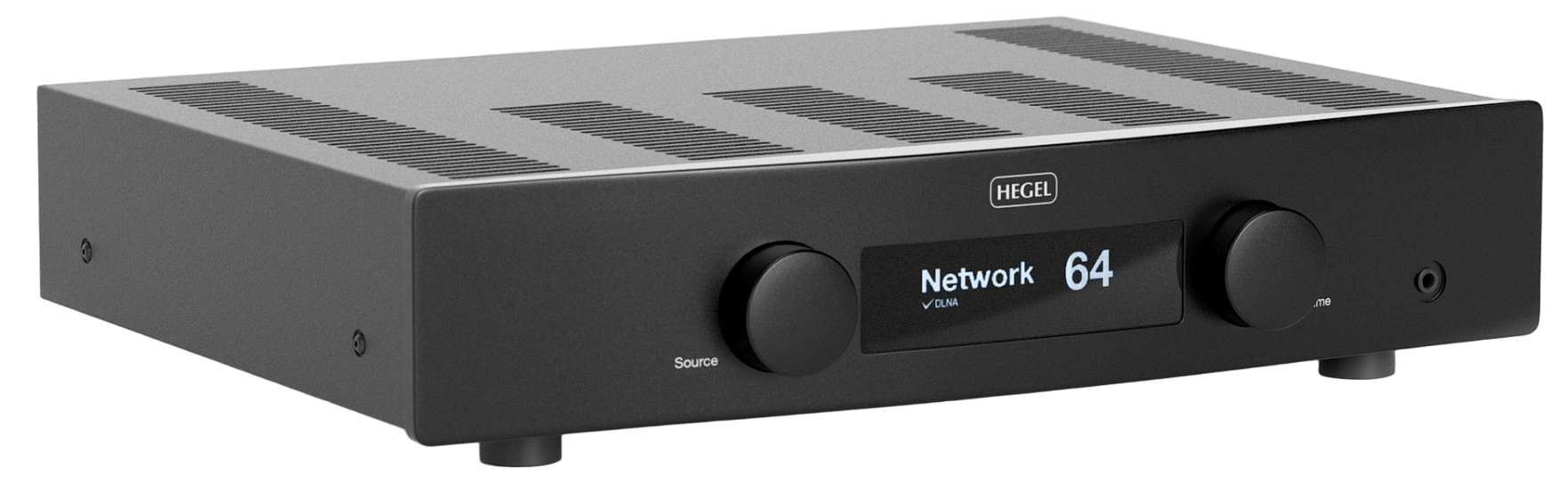 Hegel H95 Streaming Amplifier, front on an angle