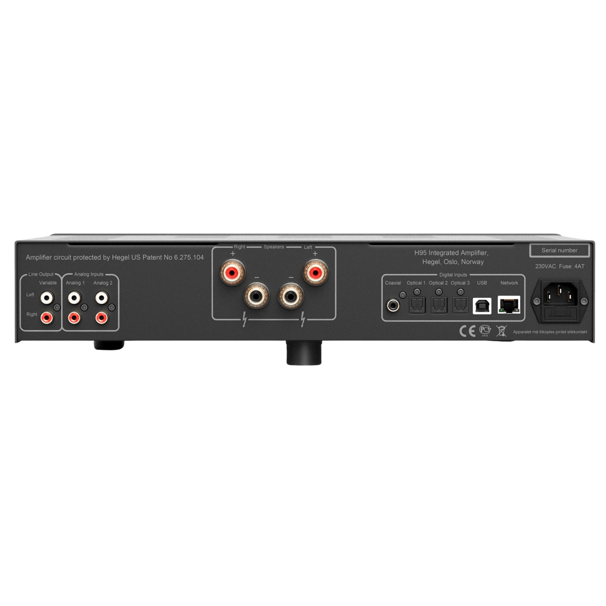 Hegel H95 Streaming Amplifier, back of unit