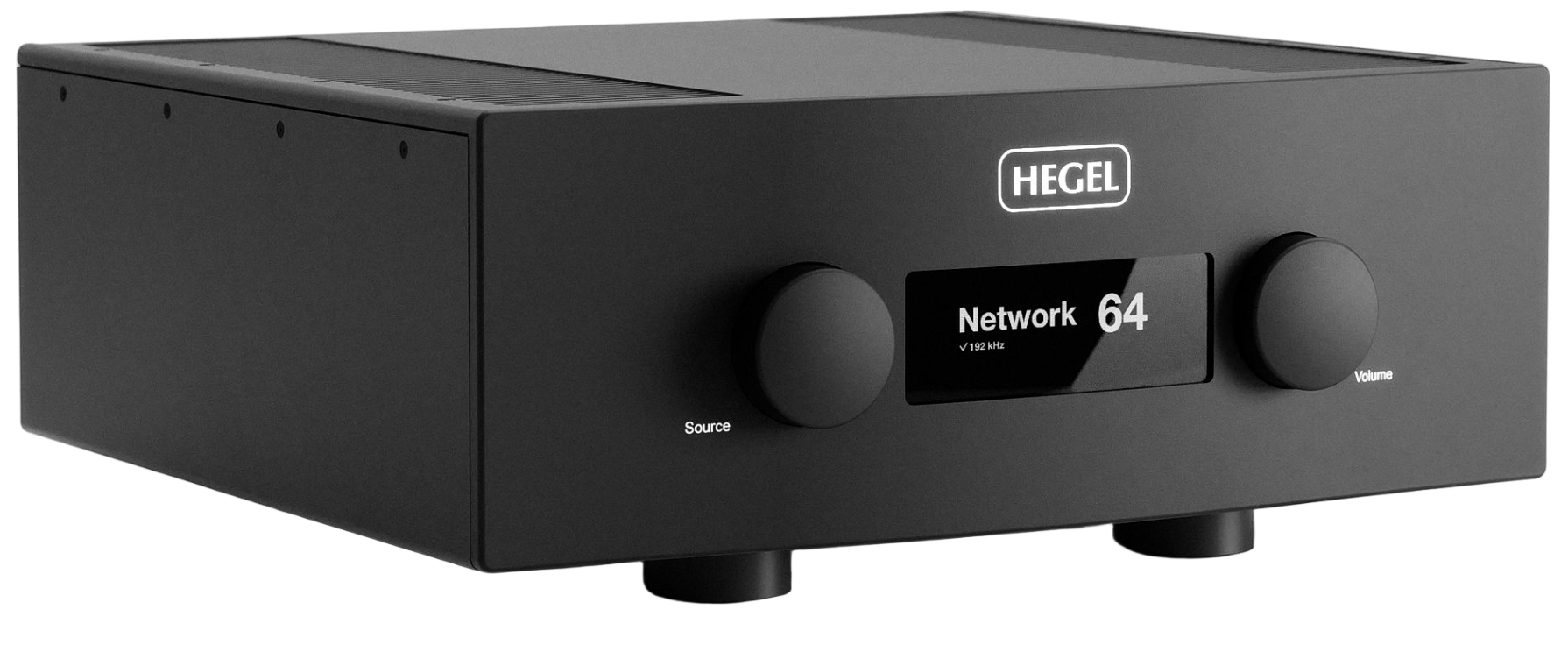 Hegel H600 Integrated Amplifier, front of unit on an angle