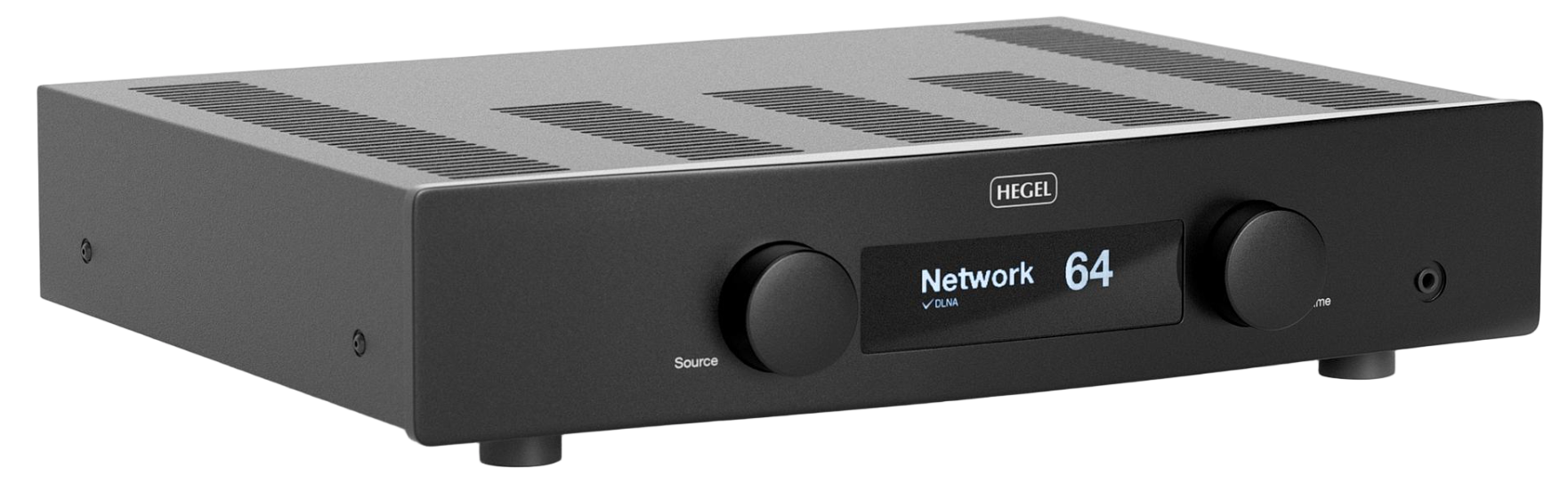 Hegel H95 Streaming Amplifier, front on an angle