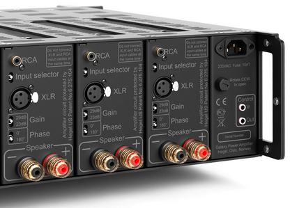 HEGEL C53 3 Channel Power Amplifier, back up close 