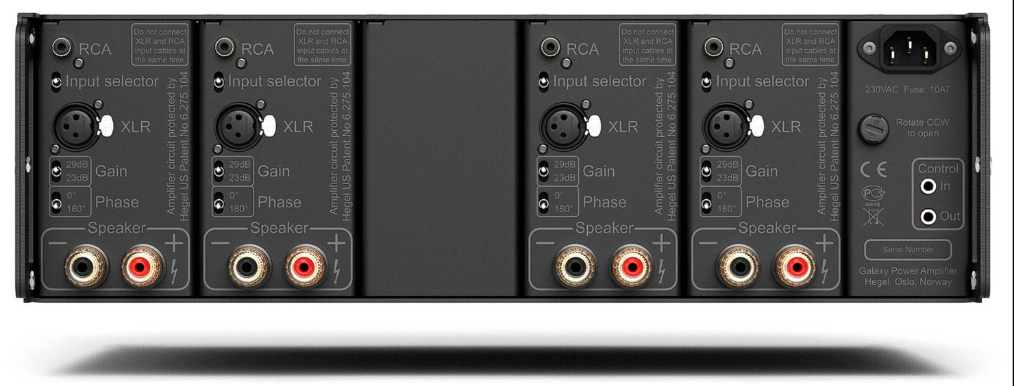 HEGEL C54 4 Channel Power Amplifier, back of unit