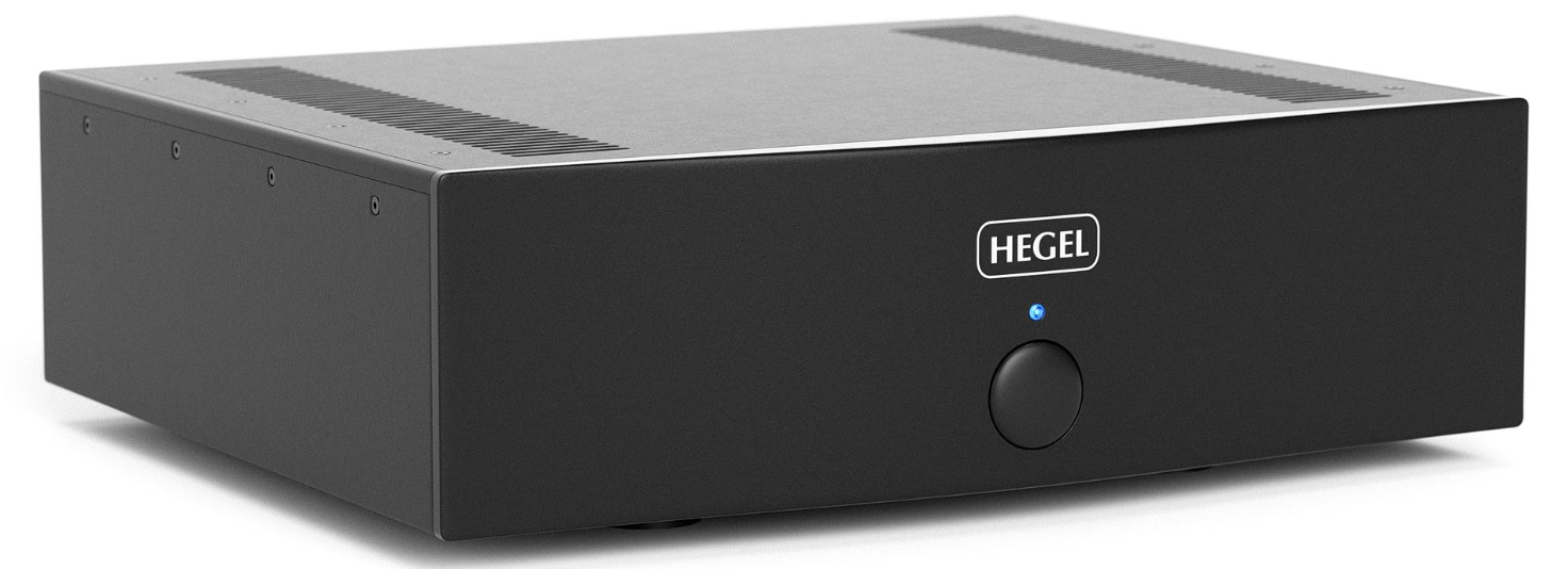 Hegel H20 Stereo Power Amplifier, front angled view
