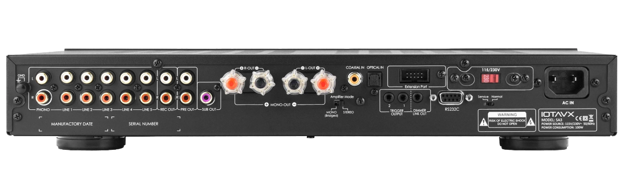 IOTA VX SA3 Stereo Integrated Amplifier, back of unit