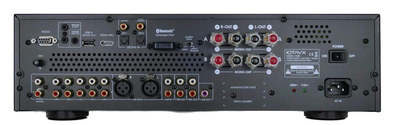 IOTA VX SA40 Stereo Integrated Amplifier, rear of unit