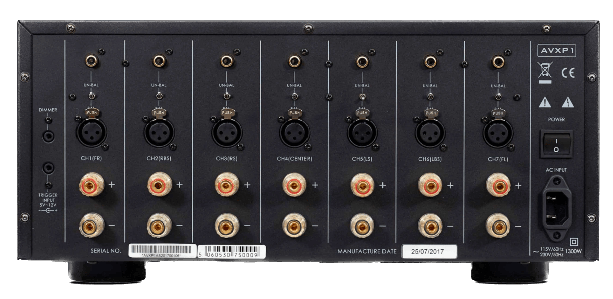 IOTA VX AVXP1 7-Channel Power Amplifier, rear of unit