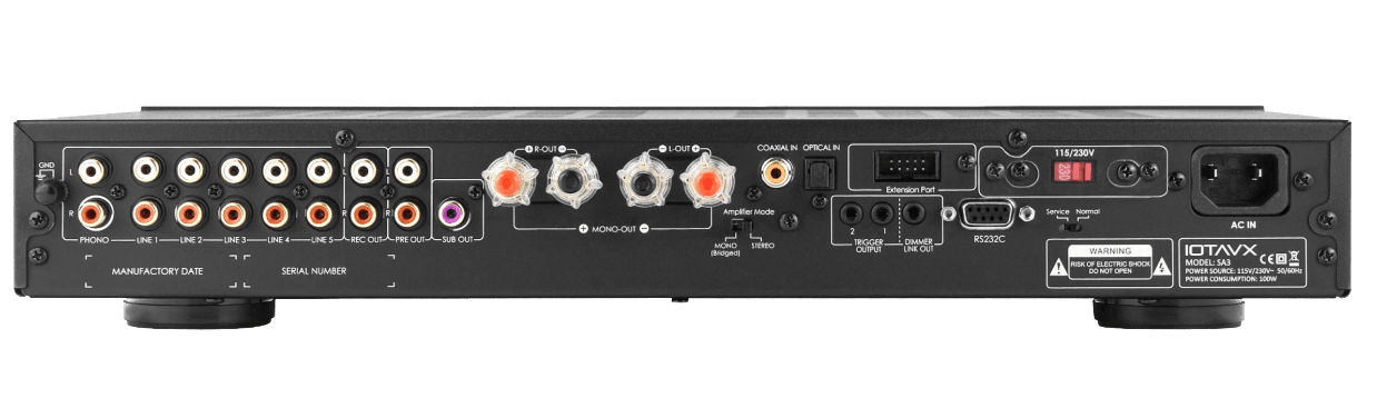 IOTA VX SA3 Stereo Integrated Amplifier, back of unit