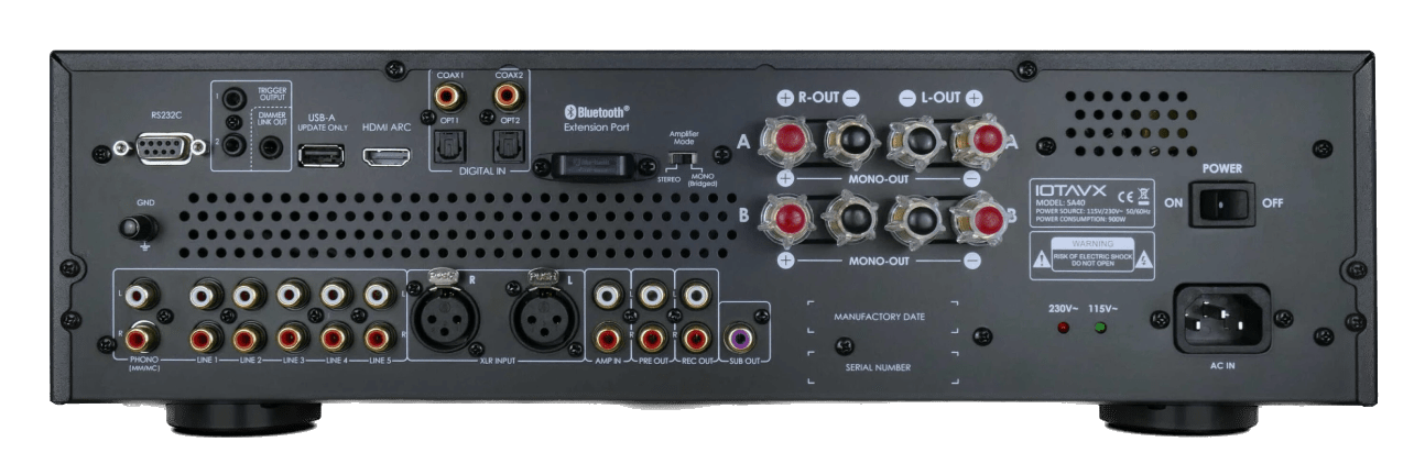 IOTA VX SA40 Stereo Integrated Amplifier, rear of unit