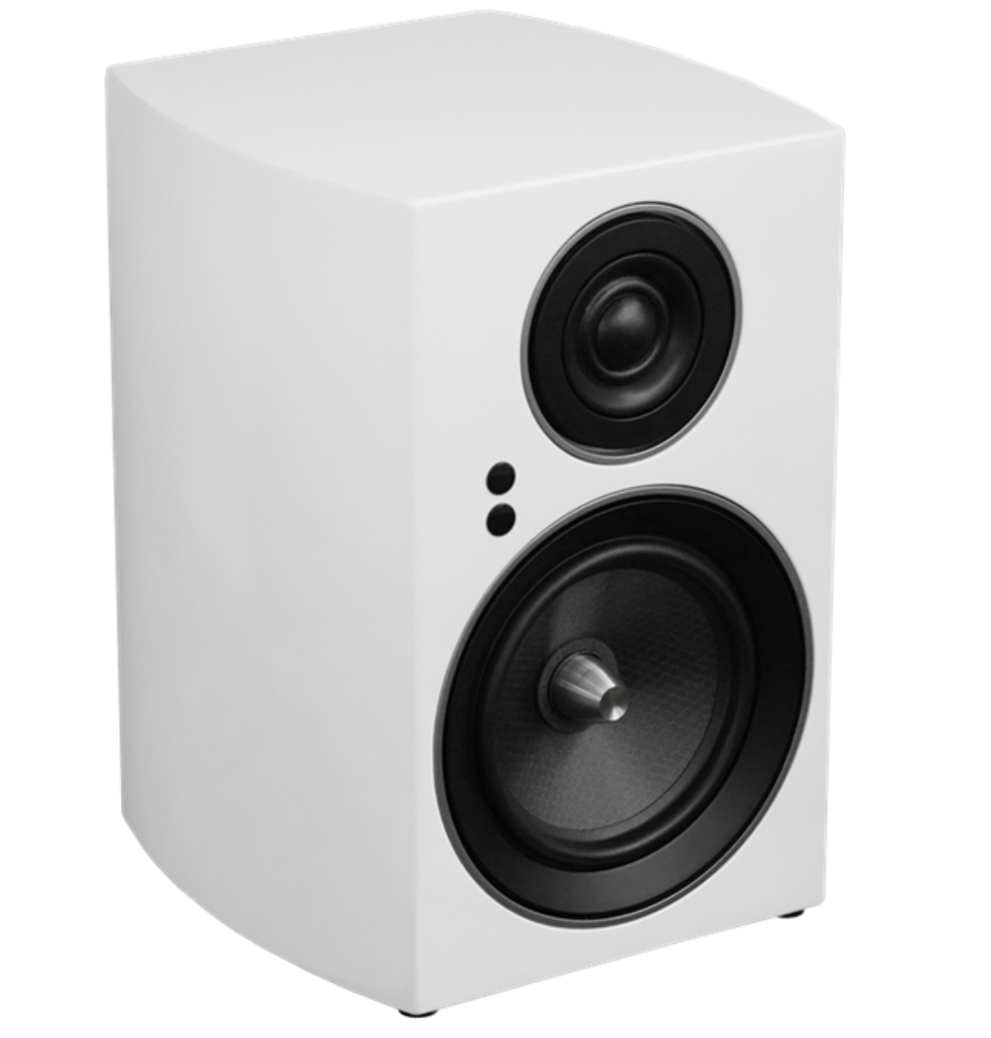 Jamo C707 PA Active Bookshelf Speaker in white, angled left