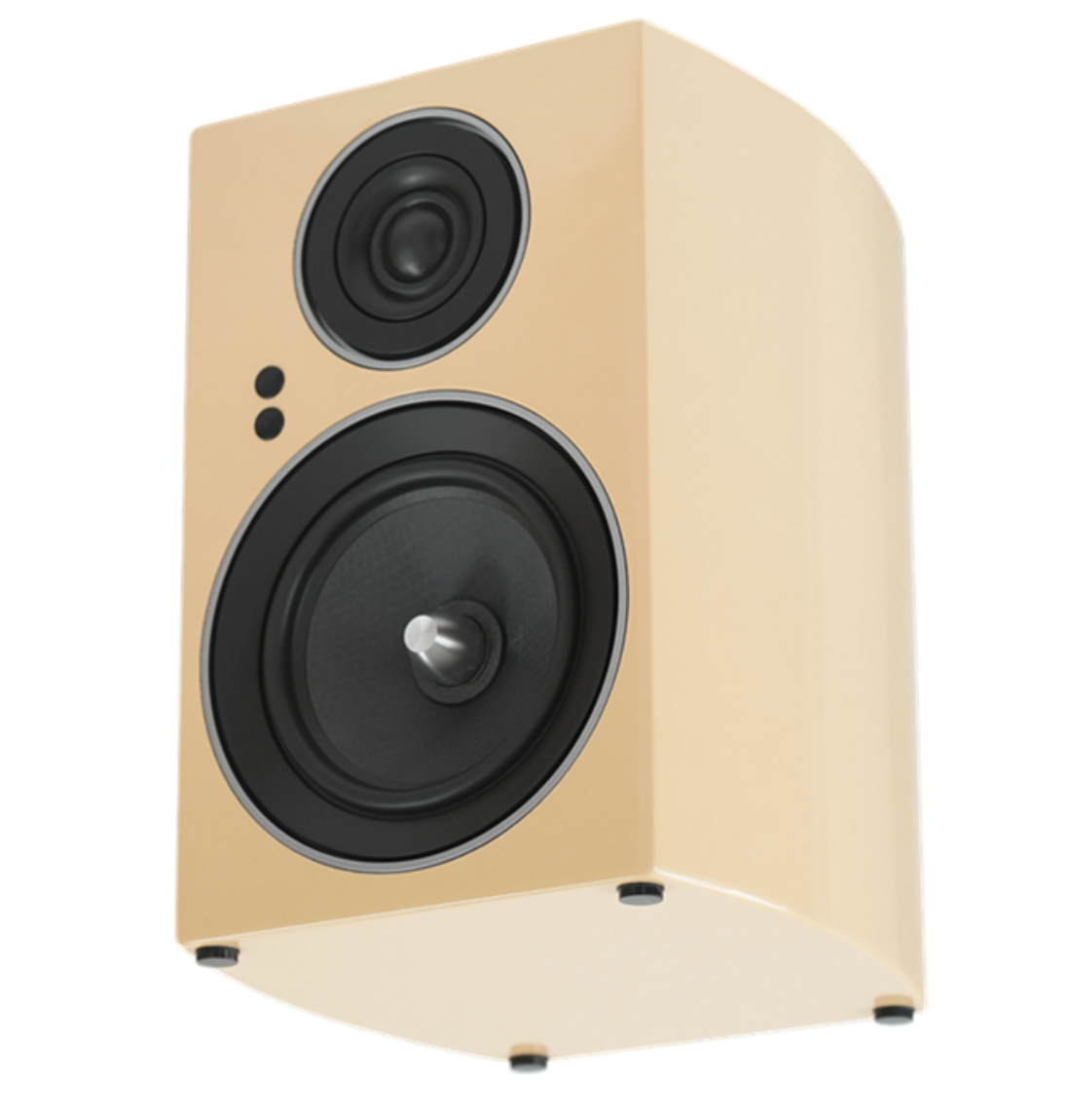 Jamo C707 PA Active Bookshelf Speaker in yellow, angled to the left