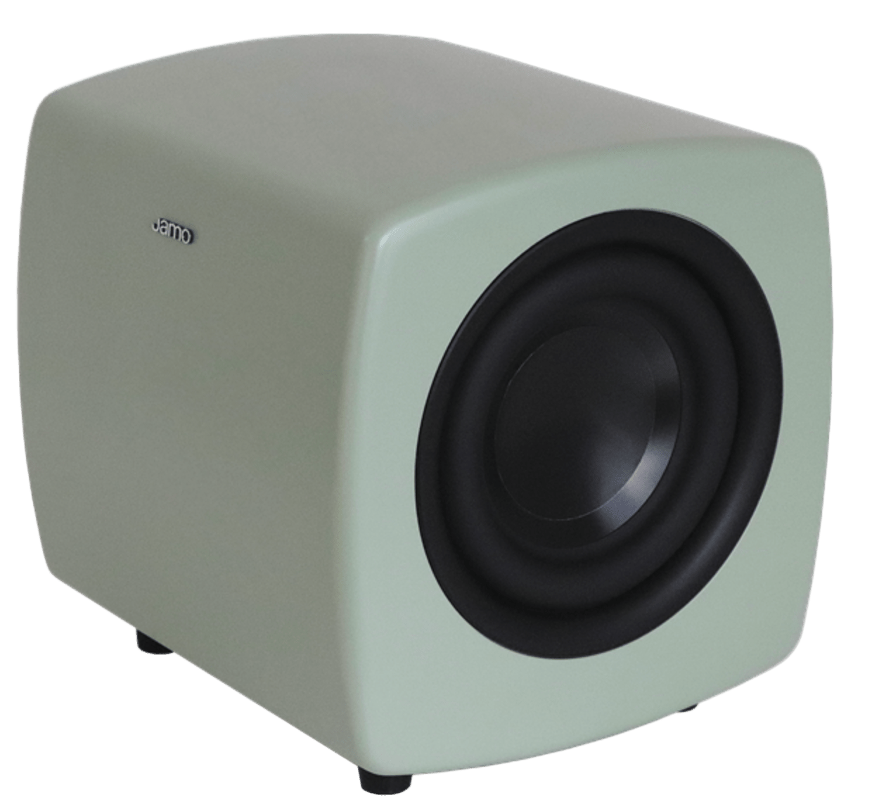 Jamo Cube Compact Powered Subwoofer, Khaki Green angled