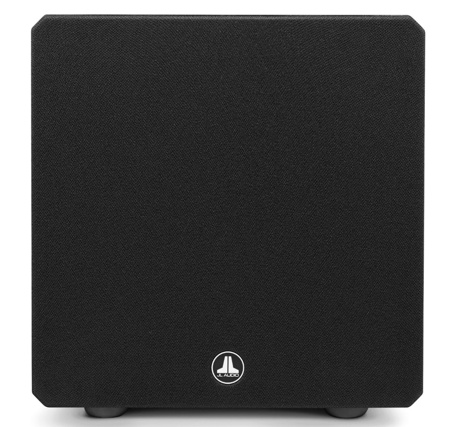 JL Audio E-Sub e110 10-inch Subwoofer in Black Ash, front with grille