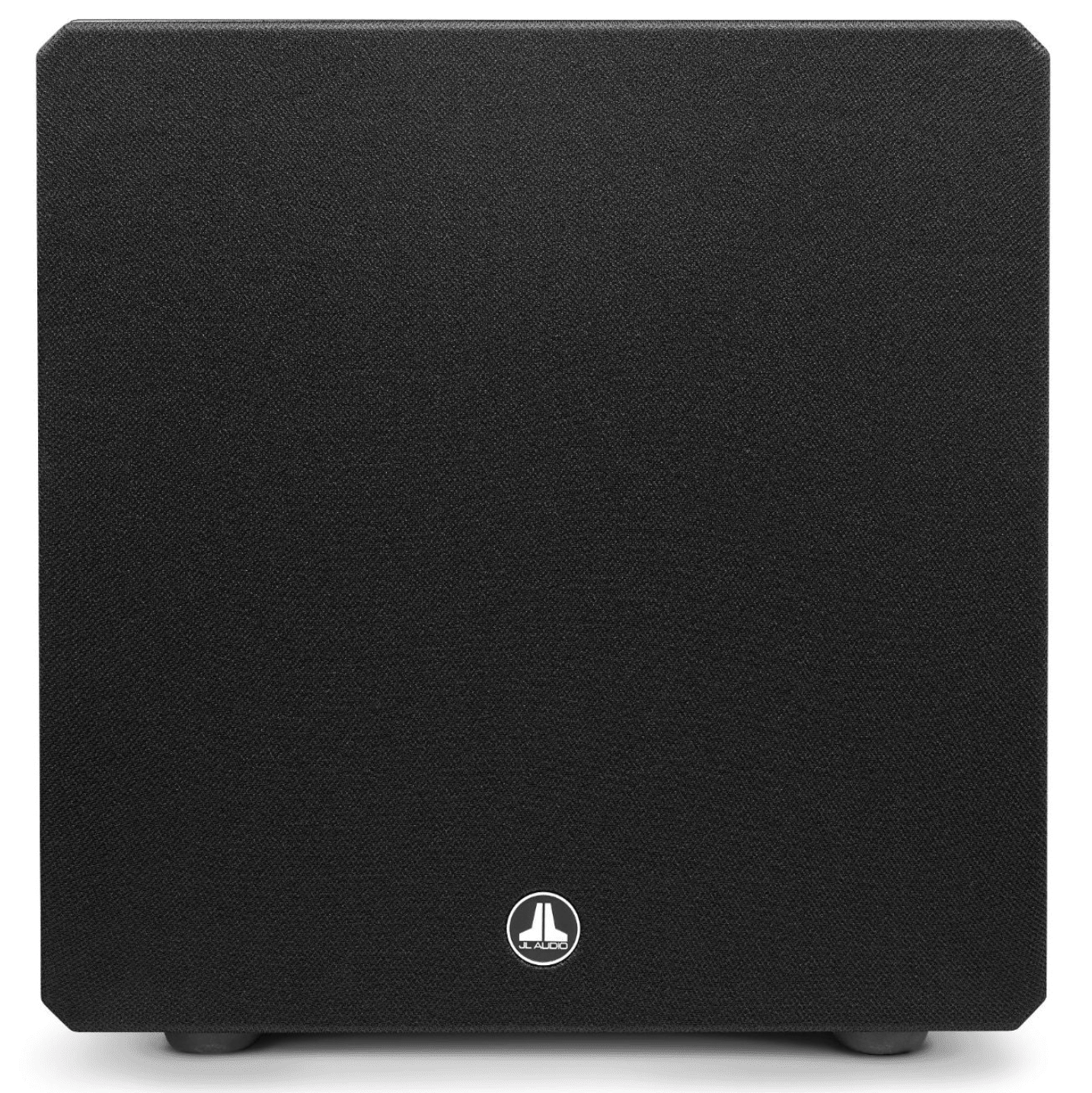 JL Audio E-Sub e112 12-inch Subwoofer in Black Ash. Front of unit, with grille