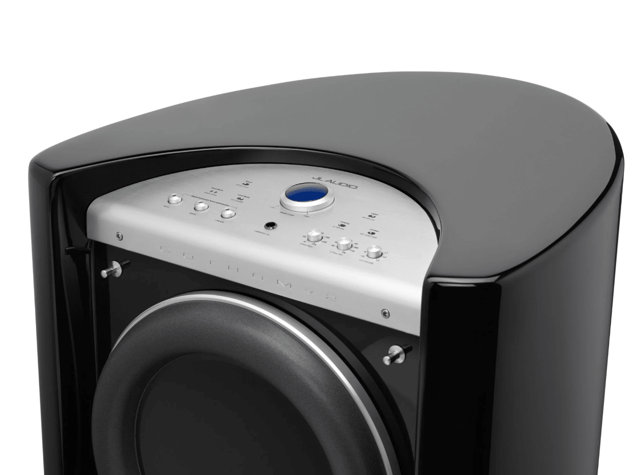 JL Audio Gotham Dual g213v2 Subwoofer, top of unit, with controls