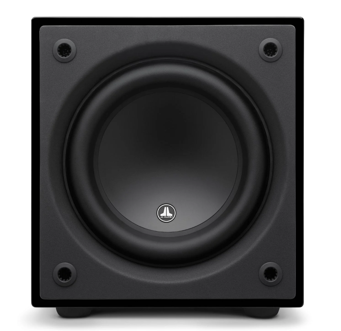 JL Audio Dominion d110 10-inch Subwoofer in Black Gloss, front of unit