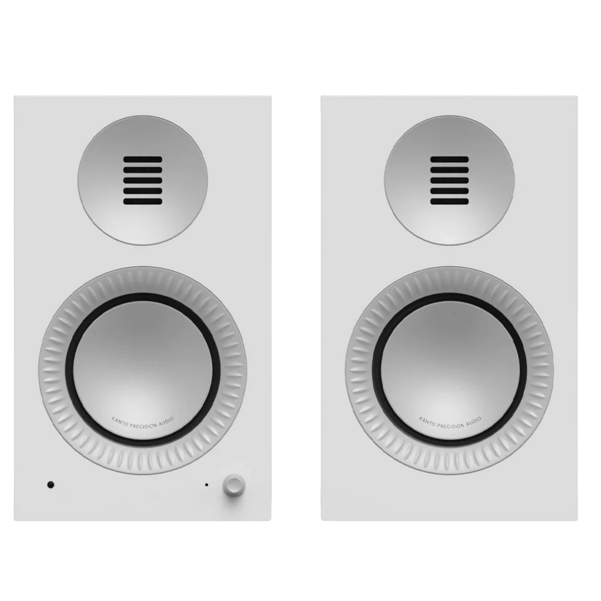 Kanto Audio TUK 2nd Generation 260W Active Speakers in Matte White with Aluminium, back 