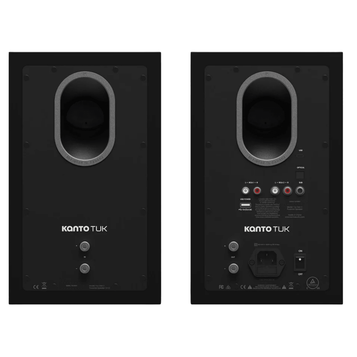Kanto Audio TUK 2nd Generation 260W Active Speakers in Matte Black with Gunmetal, back